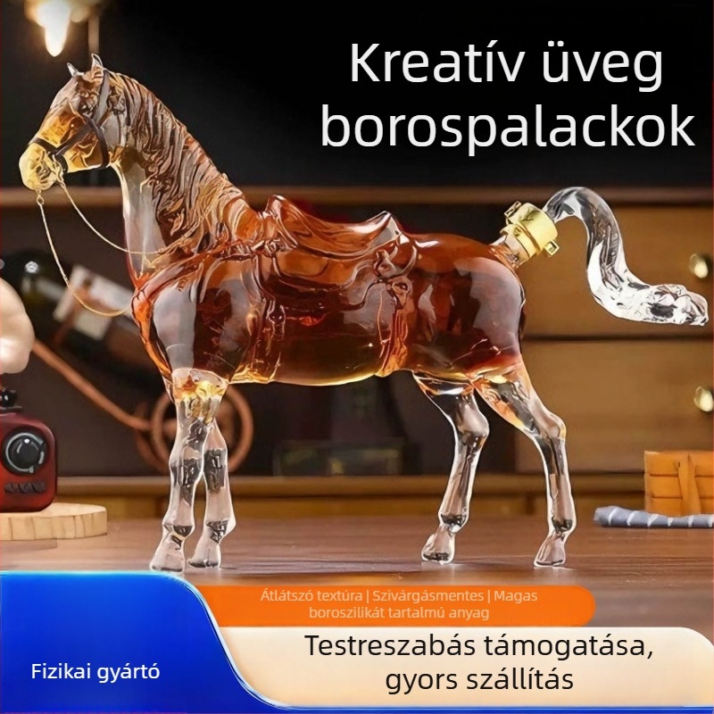 Új csillagjegy ló – boroszilikát üveg dekantáló, állatmotívummal