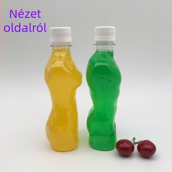 Egyszer használatos megvastagított gyümölcslé-palack, átlátszó PET italos pohár, 330 ml fedéllel