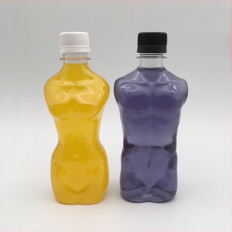 Egyszer használatos megvastagított gyümölcslé-palack, átlátszó PET italos pohár, 330 ml fedéllel
