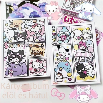 Sanrio Nagycsalád Kártyaalbum, A5, négyes rácsos beillesztésekkel, elegáns kemény burkolat, kompakt kis kártyatartó