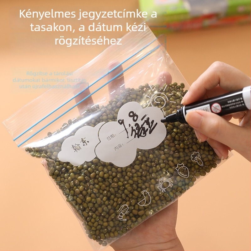 Dupla zárású, vastagított élelmiszertároló zacskók otthoni fagyasztóhoz, zöldségek és gyümölcsök tárolására