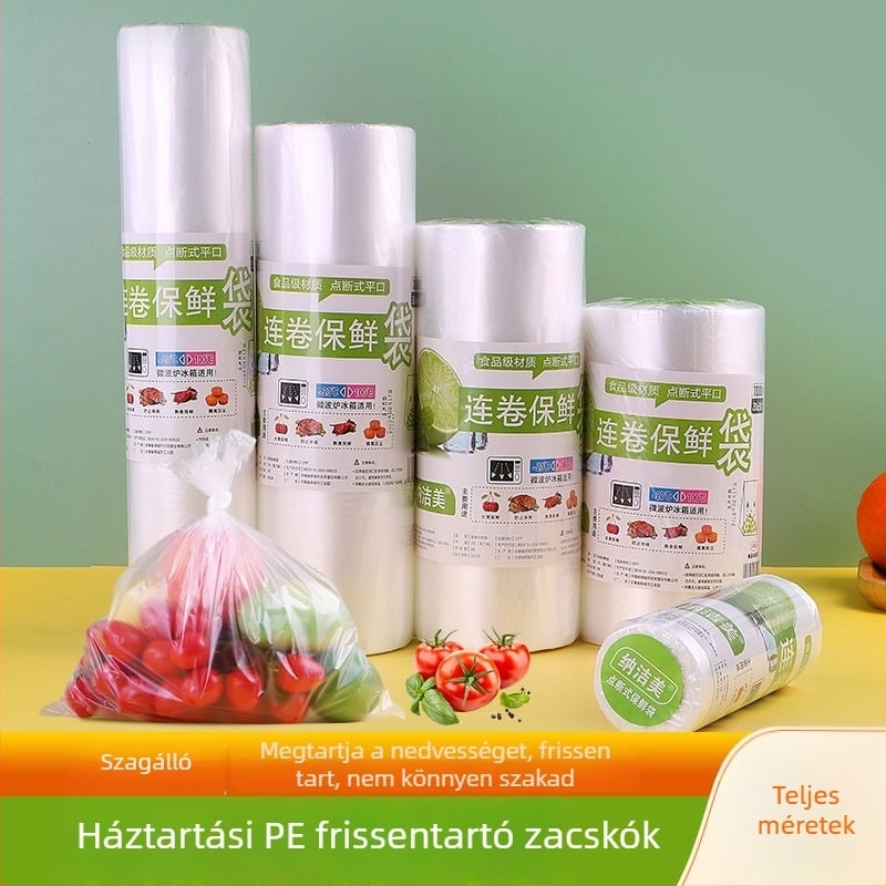 Élelmiszer-minőségű, mikrohullámú sütőben használható perforált tekercses zacskók, lapos nyílással, csomagoláshoz
