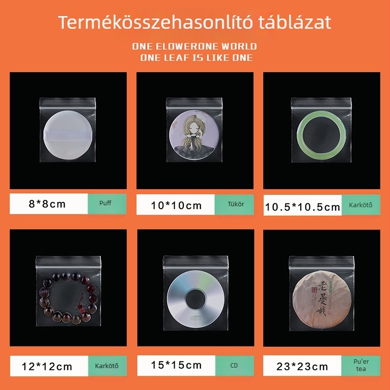 Átlátszó négyzet alakú Zip-zár zacskó, vastagabb falú, Pu'er tea cake csomagolásához, PE zárható zacskó