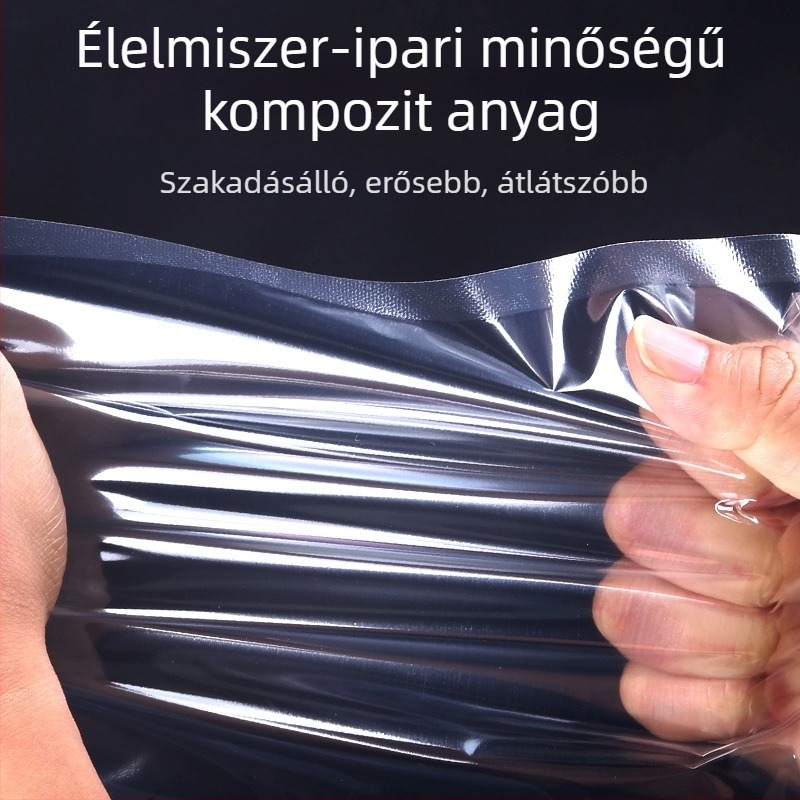 Átlátszó háromoldalú záródású vákuumtasak élelmiszer-tároláshoz, vastagított műanyag