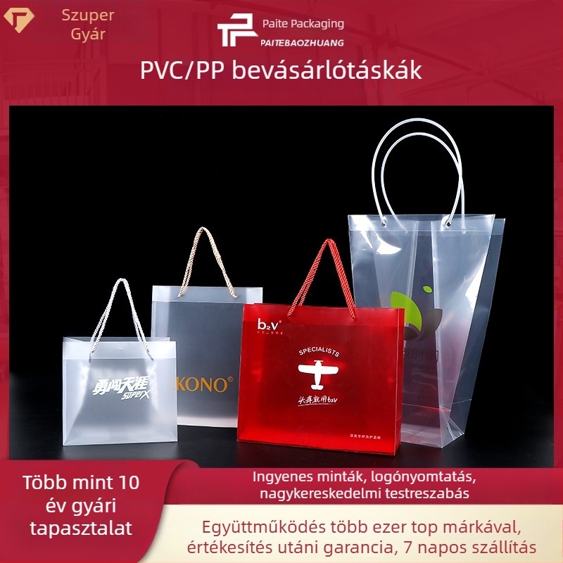 PP matt átlátszó tote táska, kozmetikai és ajándékcsomagolás, PVC csomagolás, testreszabható