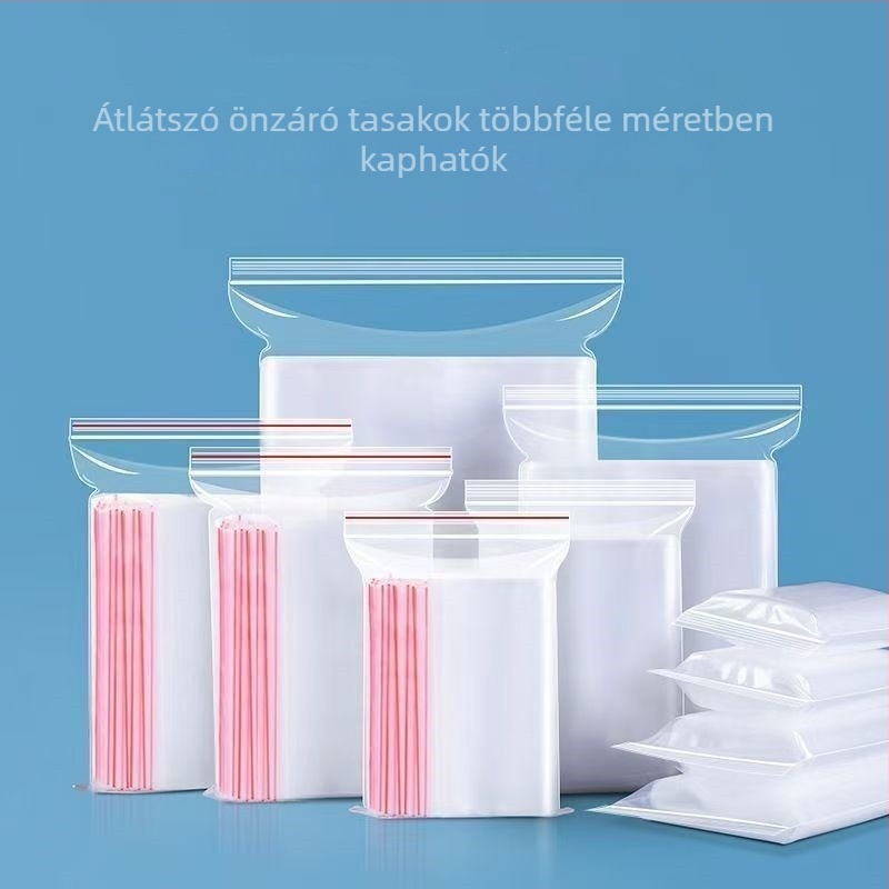 Ziplock zacskó 35x50 cm, átlátszó PE élelmiszer-tároló tasak, önzáró