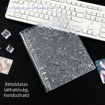 A5-ös méretű kártyalbum vízhullám mintázatú, átlátszó műanyagból, hat lyukas, négy rekesszel My Little Pony kártyákhoz