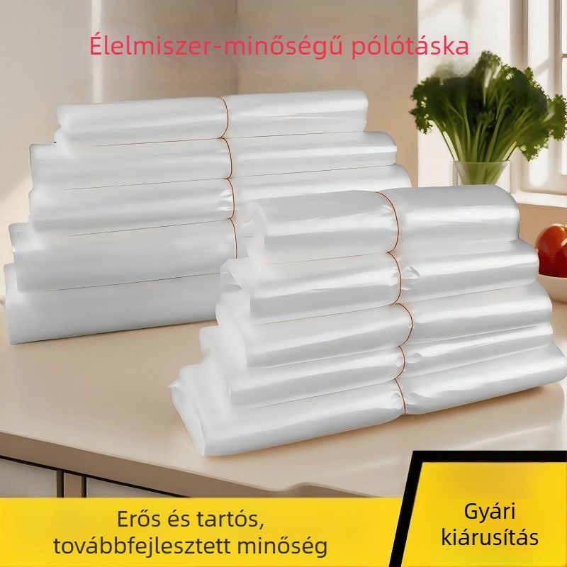Egyszer használatos fehér műanyag zacskók élelmiszer-csomagoláshoz, mellény-stílusú, vastagított, biológiailag lebomló, 100 db