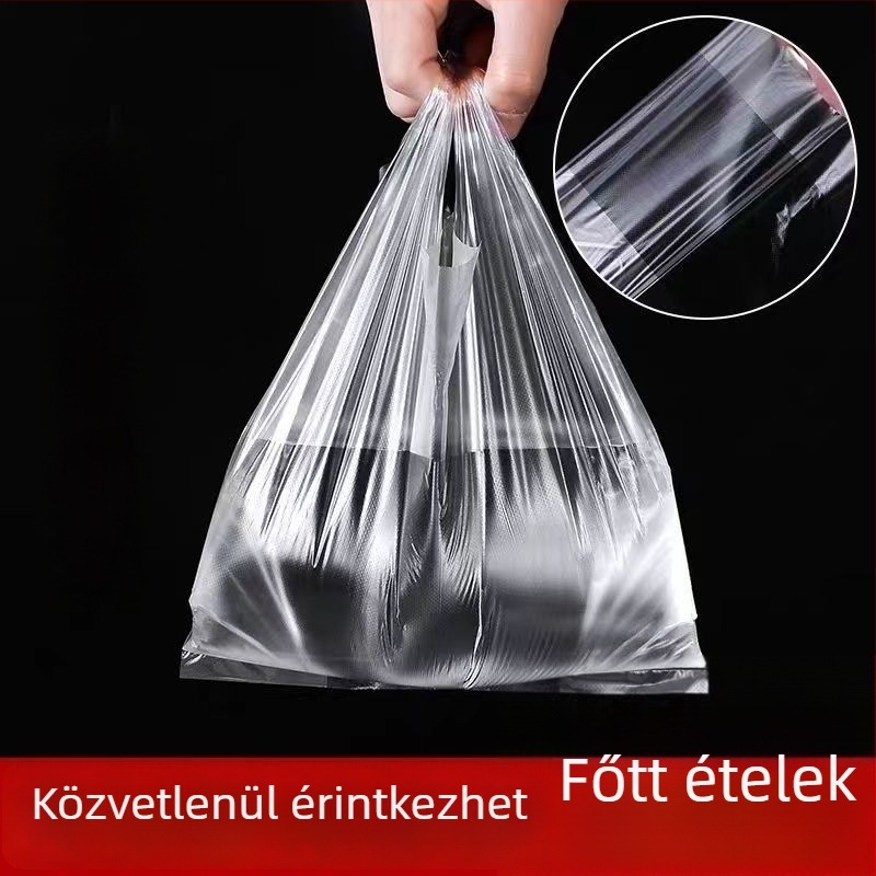 Egyszer használatos fehér műanyag zacskók élelmiszer-csomagoláshoz, mellény-stílusú, vastagított, biológiailag lebomló, 100 db