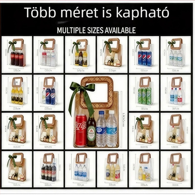 Átlátszó PVC tote táska virágos ajándékhordozó, istennő ihletésű, Instagram-stílusú, egyedi megrendelésre