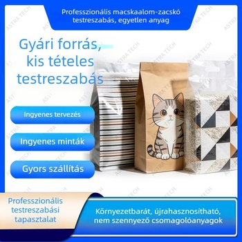 PP álló, zárható tasakok háziállatok számára, macskaalomhoz és kutyaeledelhez.