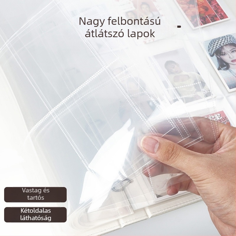 PU bőr fotóalbum A4/A5, 3 hüvelykes Polaroid rekeszek, 9‑rácsos elrendezés, levehető lapok, kártyatár, diplomaemlékek