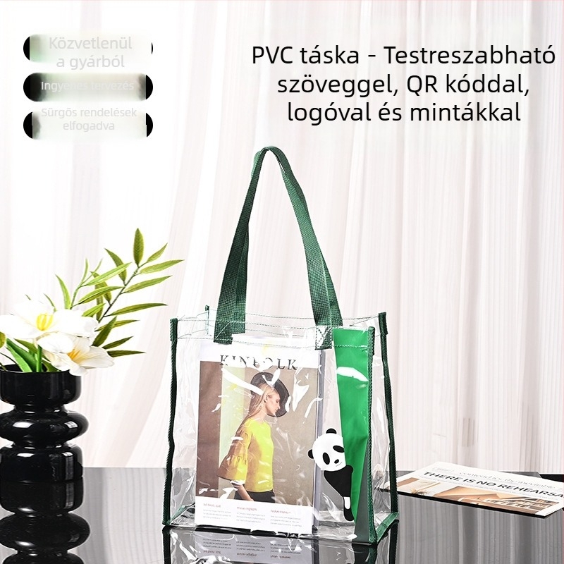 Átlátszó PVC válltáska – Nagy kapacitású, vízálló, bevásárláshoz és edzéshez, ajándéktáska