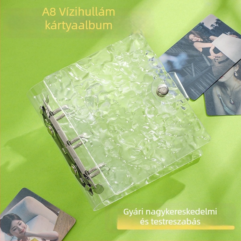 A8 vízhullám mintázatú kártyaalbum záróval, átlátszó kártyaalbum egyoszlopos elrendezéssel, leválasztható fényképalbum idolokról