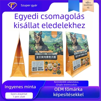 Személyre szabott vákuumzárt állateledeles zacskók, kutya- és macskák számára, nyolcszögletű zárás