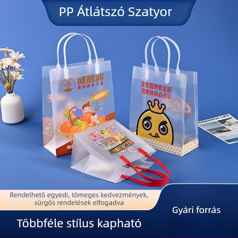 Új átlátszó PVC ajándéktáska menyasszonyi édességekhez, virágokhoz és szuvenírekhez egyedi logóval