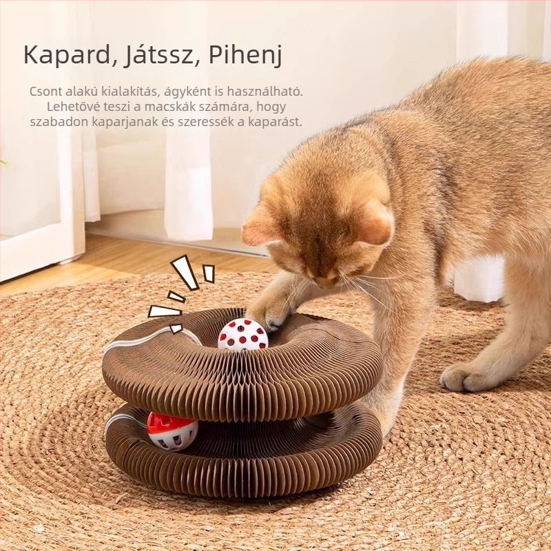 Akkord formájú macskakarcoló tábla gofrált kartonból, tartós és szőrszálmentes, önálló szórakozásra és unaloműzésre, teljes macskah kellék kínálat