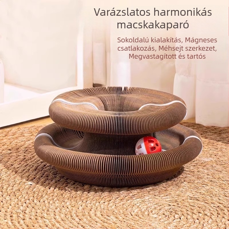 Akkord formájú macskakarcoló tábla gofrált kartonból, tartós és szőrszálmentes, önálló szórakozásra és unaloműzésre, teljes macskah kellék kínálat