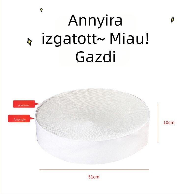 Kör alakú macska karmoló tálca hullámkartonból, beépített macskaházzal és karmok élező tálcával