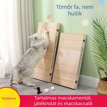 Fából készült macska kaparó deszka, függőleges, kétoldalas, karcolásálló játék