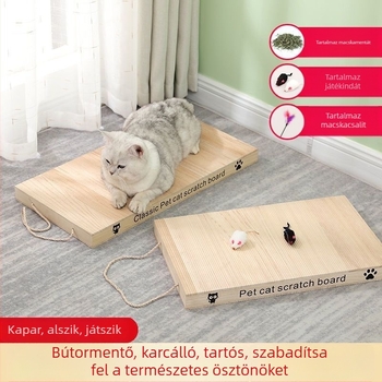 Fából készült macska kaparó deszka, függőleges, kétoldalas, karcolásálló játék