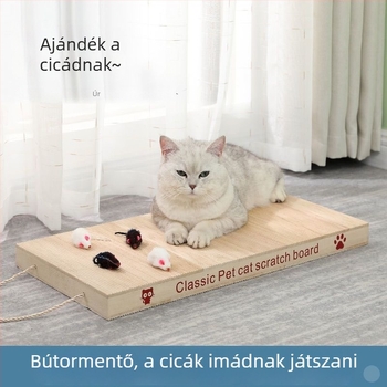 Fából készült macska kaparó deszka, függőleges, kétoldalas, karcolásálló játék