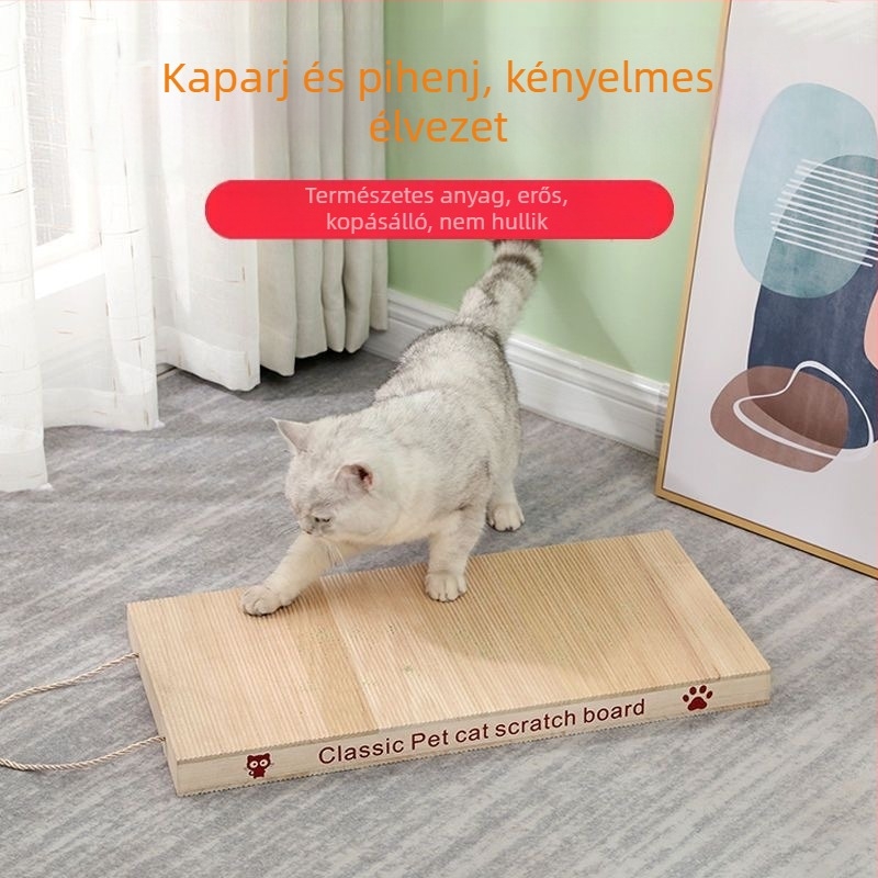 Fából készült macska kaparó deszka, függőleges, kétoldalas, karcolásálló játék