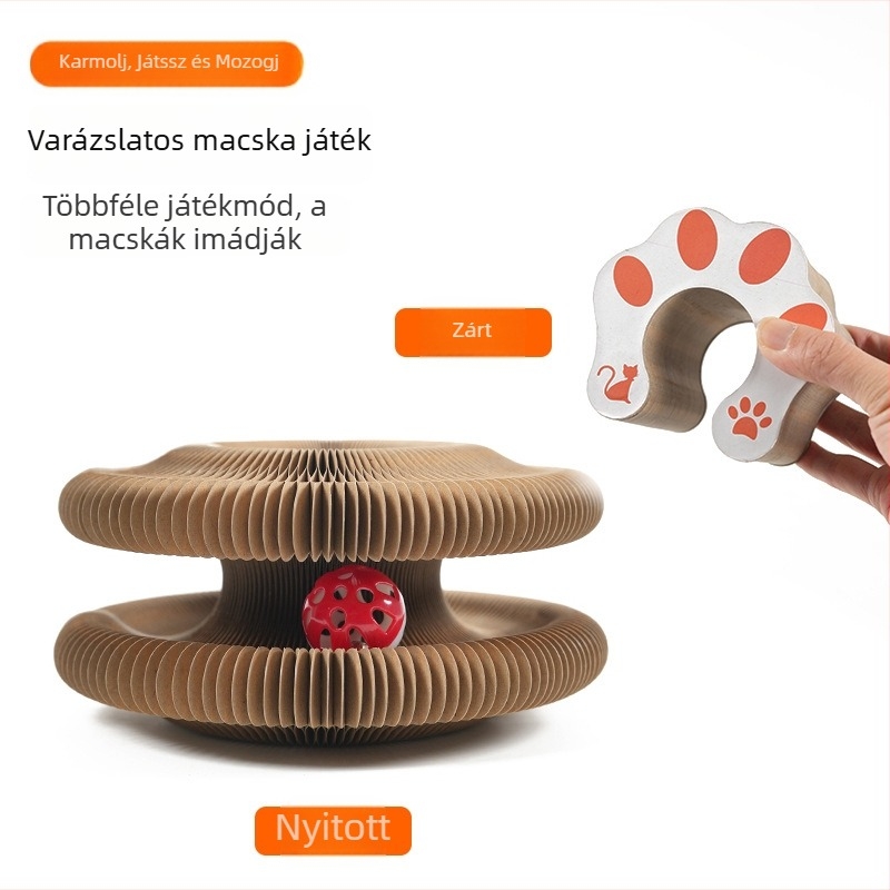 Macska karmoló tábla haranggal, hullámkartonból készült mászókeret, kopásálló macskafészek, testre szabható