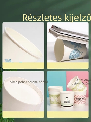 Egyszer használatos papír poharak forró italokhoz, megerősített és vastagított, színesek, 50 darabos csomag, 301–400 ml