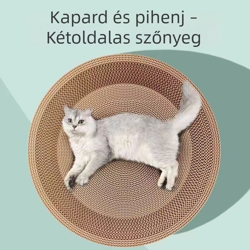 Macska tál, kaparódeszka, macskaágy, macska játékok és kellékek, macska karmoló deszka, hullámkartonból készült kaparó