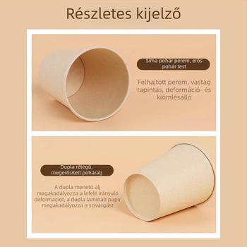 Egyszer használatos egyszínű papírpohár, vastagított és erős, forró italokhoz, otthonra vagy irodába, 180-200 ml, 50 darabos csomag