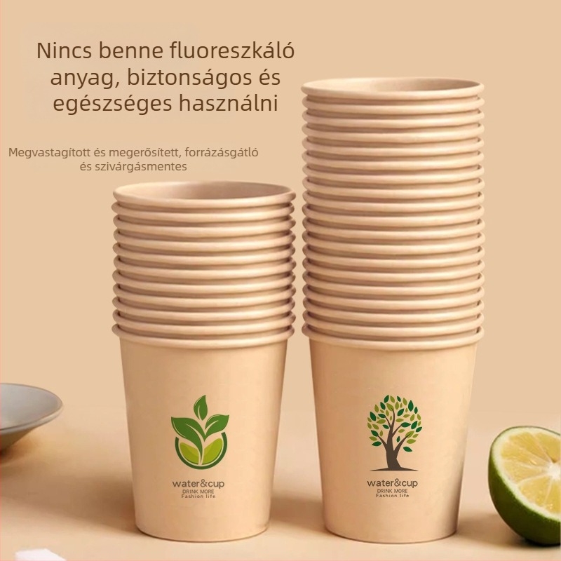 Egyszer használatos egyszínű papírpohár, vastagított és erős, forró italokhoz, otthonra vagy irodába, 180-200 ml, 50 darabos csomag
