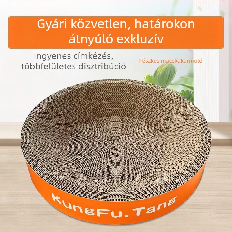 Extra nagy macskafészek és kaparódeszka, kopásálló hullámkartonból, szöszmentes