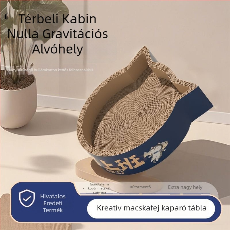 Oval egyszemélyes macska kaparó és fészek, kopásálló, karcolásálló, nagy méretű hullámos kartonból készült játék