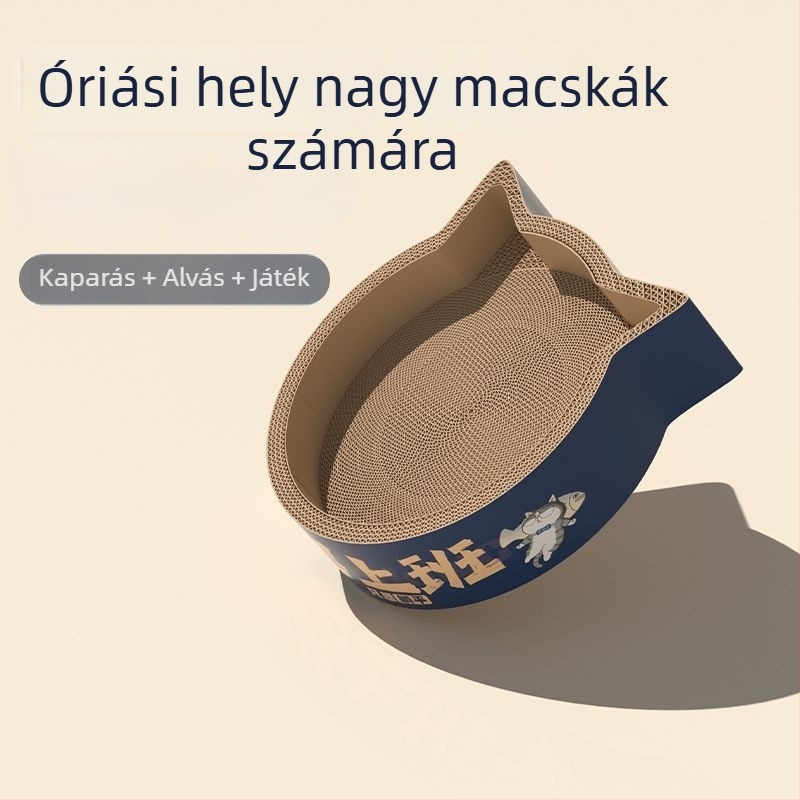 Oval egyszemélyes macska kaparó és fészek, kopásálló, karcolásálló, nagy méretű hullámos kartonból készült játék