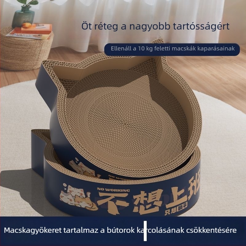 Oval egyszemélyes macska kaparó és fészek, kopásálló, karcolásálló, nagy méretű hullámos kartonból készült játék