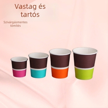 Fehér, egyszer használatos papírpohár logóval, 16 oz, forró italokhoz (tejes tea, szójatej, víz)