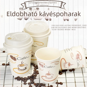 Eladobható bevont papír kávés pohár, 201–300 ml, forró italokhoz, mikrohullámú sütőben használható