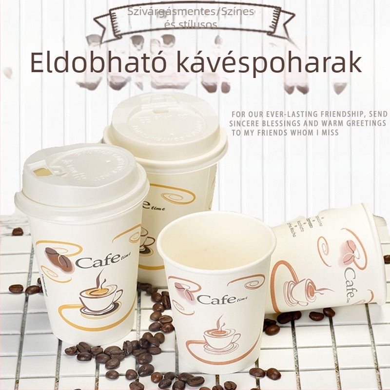 Eladobható bevont papír kávés pohár, 201–300 ml, forró italokhoz, mikrohullámú sütőben használható