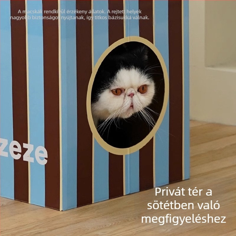 Zeze integrált macska kaparódeszka és macskafészek - hullámkartonból készült, karmolásálló, nagytestű macskáknak