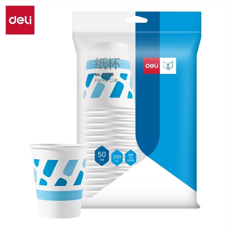 Deli 9560 egyszer használatos papírpohár, 250 ml, vastagított, nem könnyen megpuhul és nem szivárog át