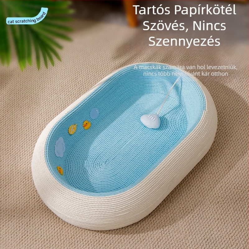 Sisal macska kaparódeszka integrált macskafészekkel, kopásálló, nem hullik szál, kender kötél, nagy méret