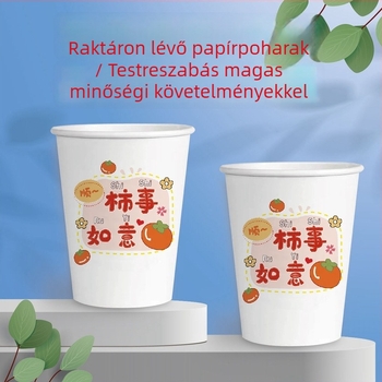Élelmiszer-minőségű papír pohár, egyszer használatos, otthoni használatra, kis víz pohár, dobozos csomagolás, megerősített és vastagodott kivitel logóval