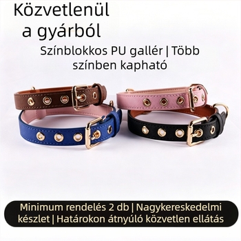 PU műbőr állatnyakörv, többszínű, állítható kutyák számára