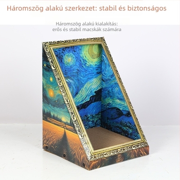  Olajfestmény macskabölcső, retro stílusú, karcolódeszka és játék fotókerettel, minden évszakhoz