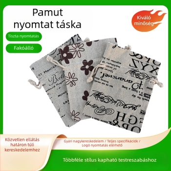 Kreatív nyomtatású pamutszatyor partik ajándékcsomagoláshoz, hordozható zsinóros pamutszatyor ékszerek és édességek csomagolásához
