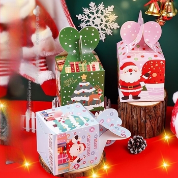 Karácsonyi ajándékdoboz Szenteste karamellizált almával, Mikulás-díszdoboz, papírdoboz, testreszabható