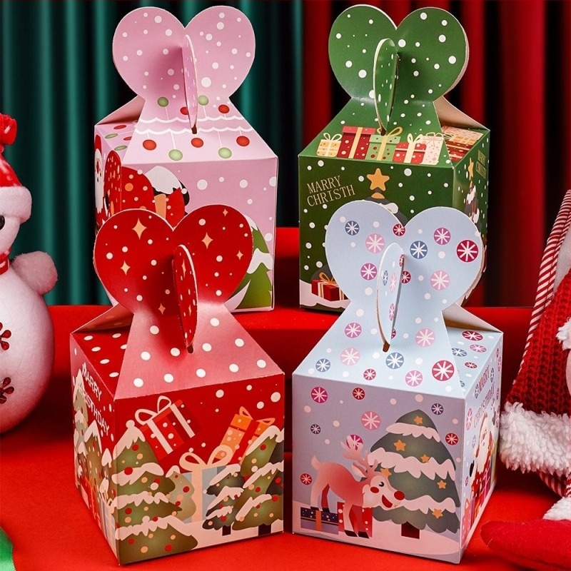 Karácsonyi ajándékdoboz Szenteste karamellizált almával, Mikulás-díszdoboz, papírdoboz, testreszabható