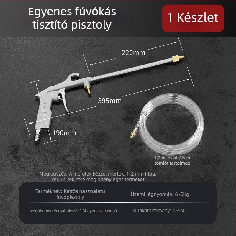 Pneumatikus tisztítópisztoly, állítható levegőnyomással, nagynyomású permetező autómosáshoz