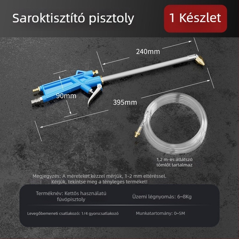 Pneumatikus tisztítópisztoly, állítható levegőnyomással, nagynyomású permetező autómosáshoz